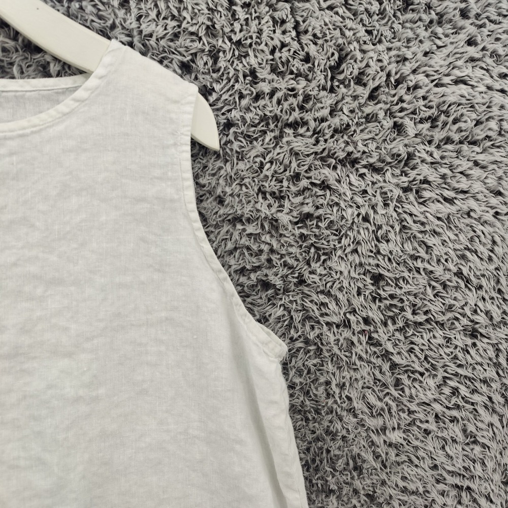 Bryn Walker Womens Lagenlook Coastal 100% Linen Tank Top L White Sleeveless Airy - Picture 10 of 16